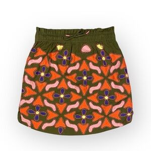 Maeve Anthropologie Floral Pocketed Linen Blend Skirt size Medium